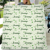 Name Custom Personalized Clover Lucky Baby Blanket St. Patrick's Day Baby Shower Gift for Baby