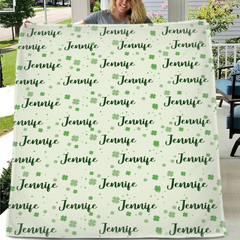 Name Custom Personalized Clover Lucky Baby Blanket St. Patrick's Day Baby Shower Gift for Baby