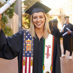 Custom Flag Stoles Sash - Personalised Flag,Name and Year Graduation Gift - Gifts for Graduates,Friend,BFF,Family,Patriot