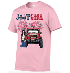 Custom Independence Day 4th Gift T-shirt - Personalised Girls Names and Images Jeep Girl Themed Clothes - A Gift For Girl,Sister,Friend,BFF,Jeep Lovers