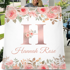 Customized Floral blanket - Personalized Name - Gifts for Beautiful Person