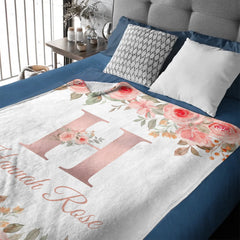 Customized Floral blanket - Personalized Name - Gifts for Beautiful Person