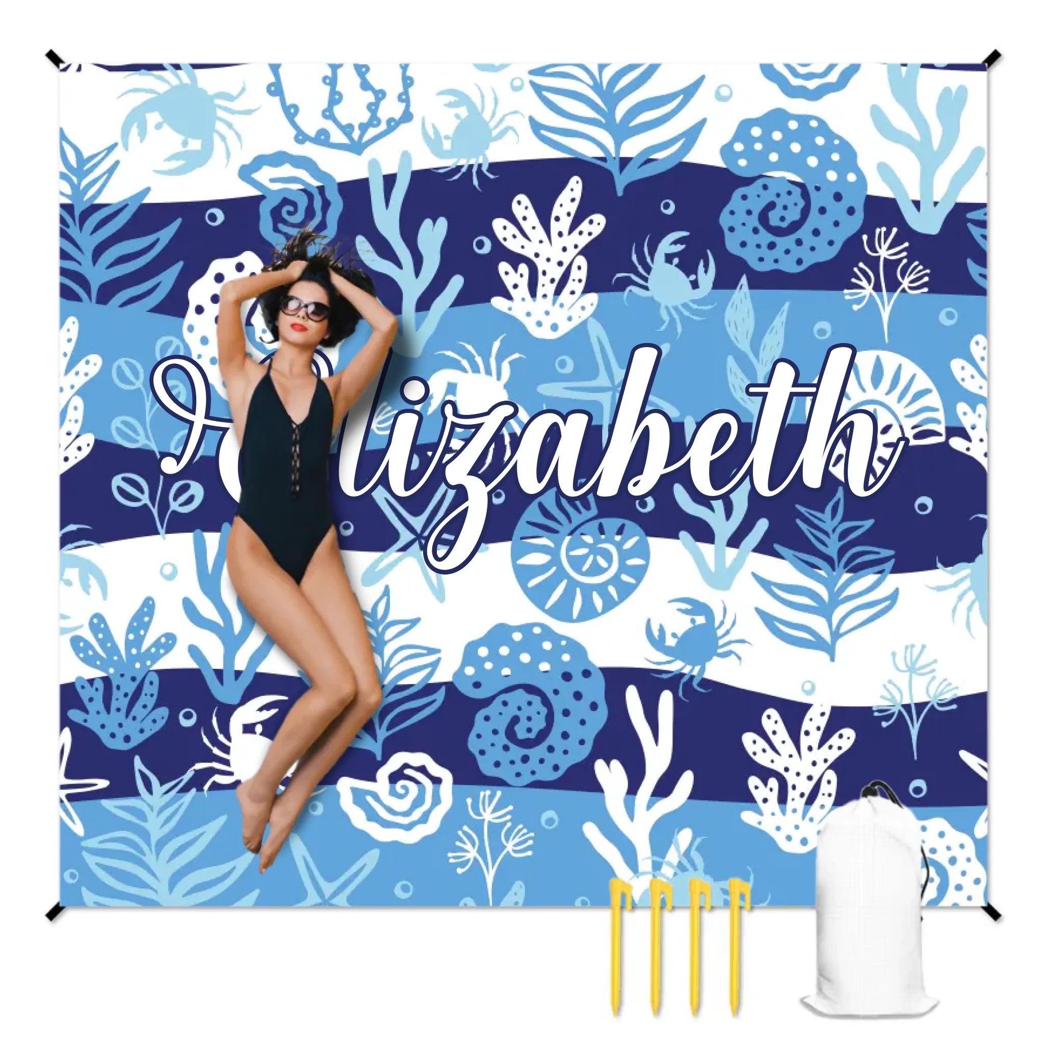 人物沙滩垫无纹理样机 2