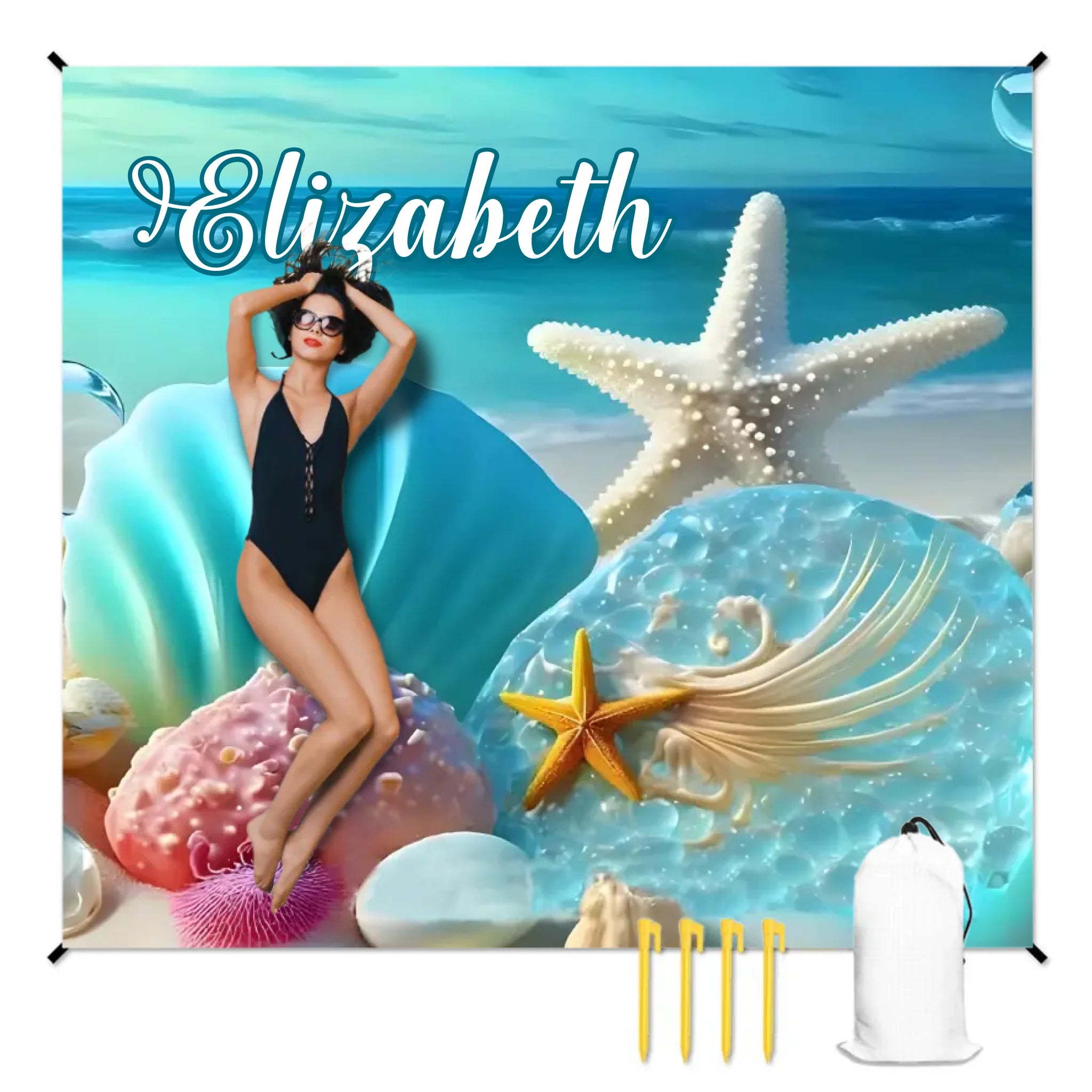 人物沙滩垫无纹理样机 2