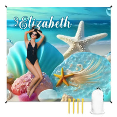 人物沙滩垫无纹理样机 2