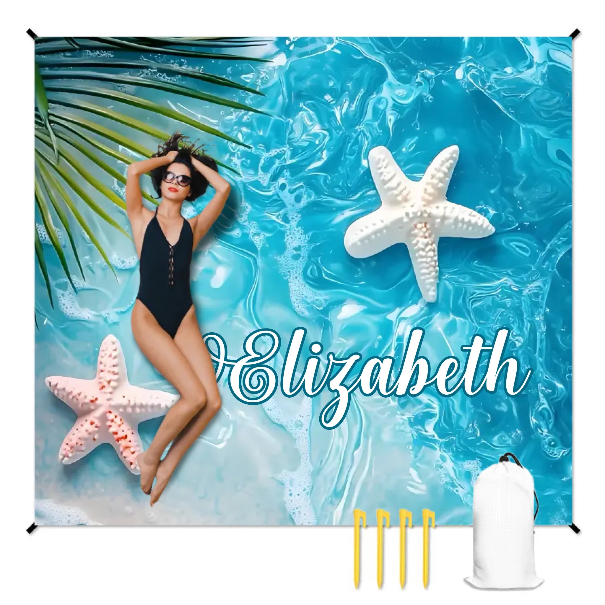 人物沙滩垫无纹理样机 2