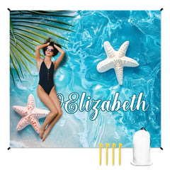 人物沙滩垫无纹理样机 2