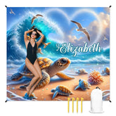 人物沙滩垫无纹理样机 2