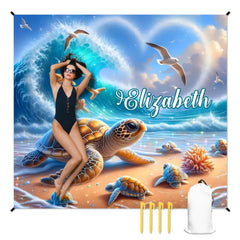 人物沙滩垫无纹理样机 2