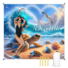 人物沙滩垫无纹理样机 2