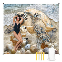 人物沙滩垫无纹理样机 2