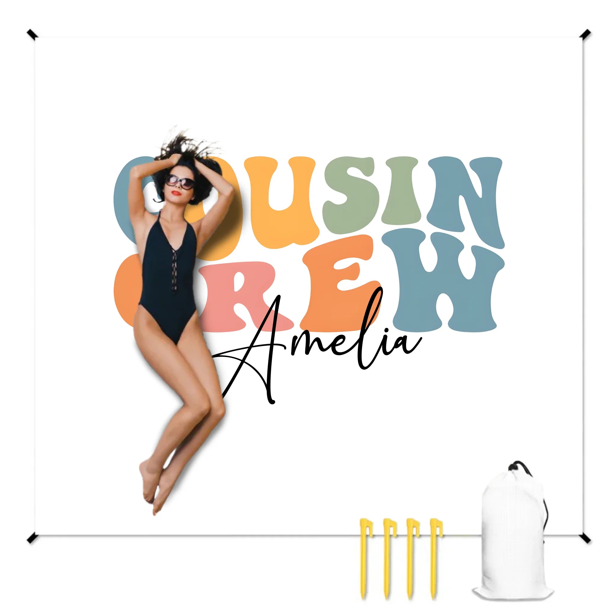 人物沙滩垫无纹理样机 2