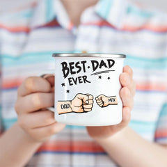 Best Dad Ever Fist Bump - Personalized Father Enamel Mug