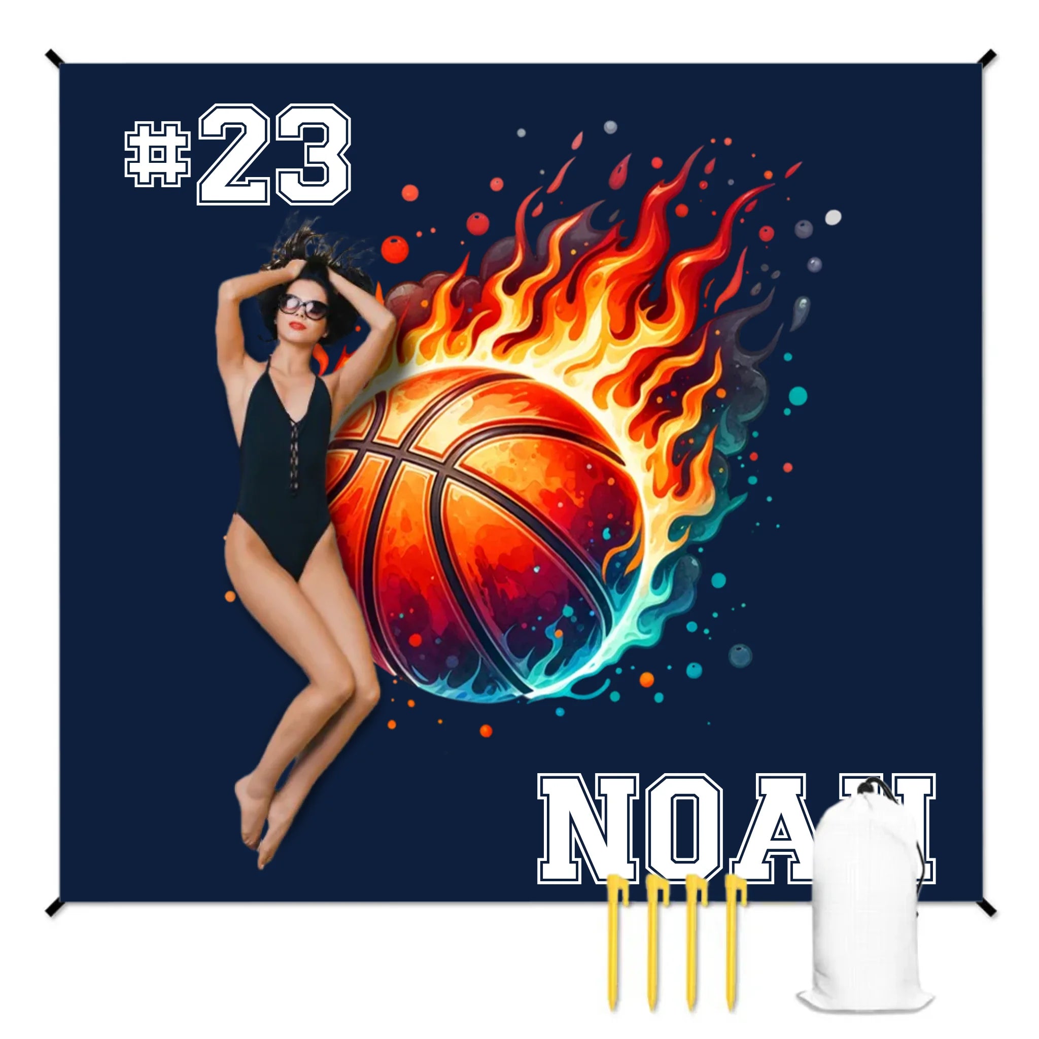 人物沙滩垫无纹理样机 2