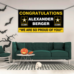 U.S. Army Graduation Banner - Congratulations Soldier We Are So Proud Of You Custom Congrats Sign