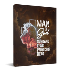 Man Of God Husband Dad Protector Hero - Personalized Painting Gift For Dad