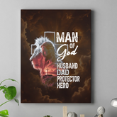 Man Of God Husband Dad Protector Hero - Personalized Painting Gift For Dad