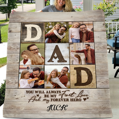 Dad Is The World - Personalized Blanket - Gift For Dad