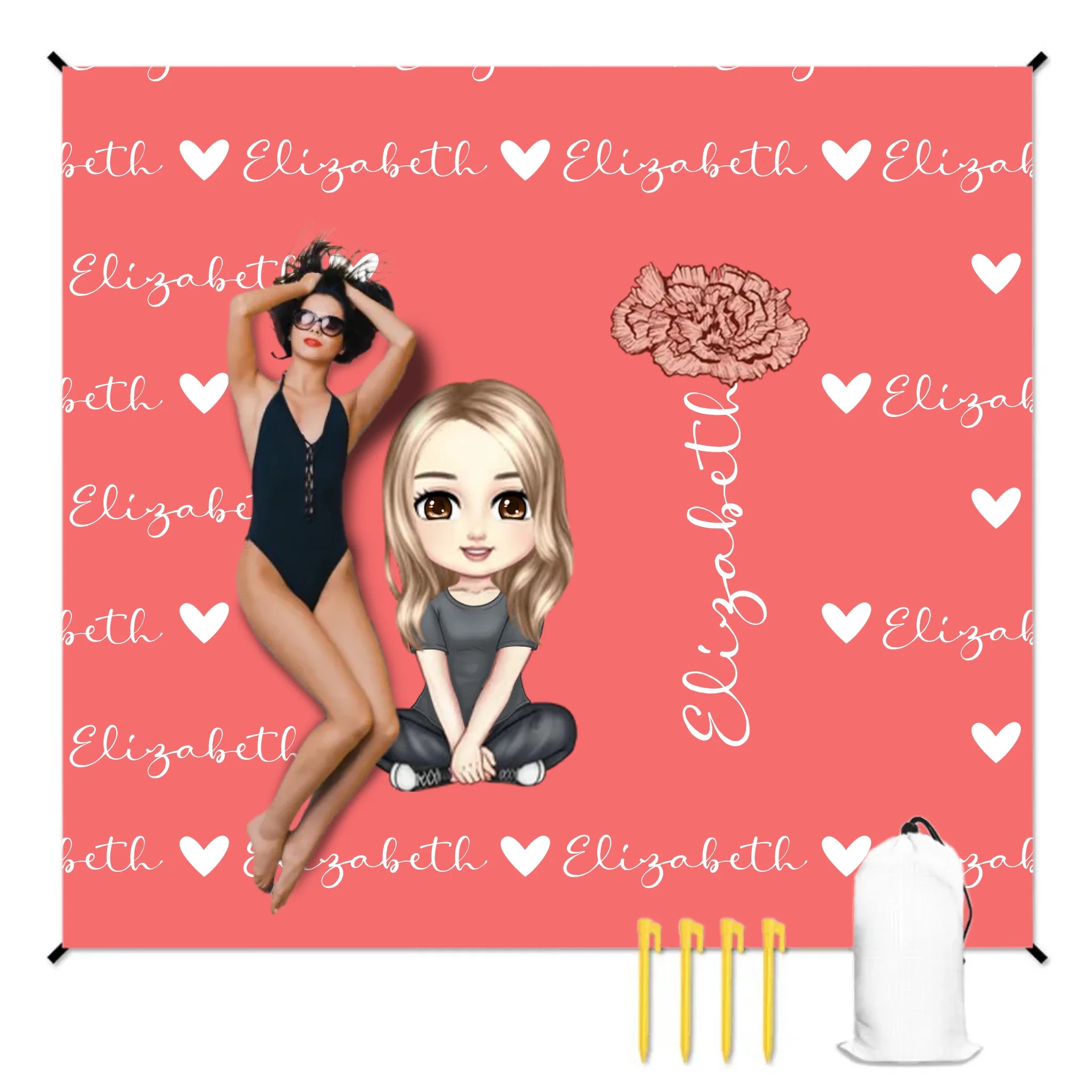 人物沙滩垫无纹理样机 2