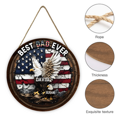 Best Grandpa Papa Dad Ever - Personalized Father Round Wood Sign