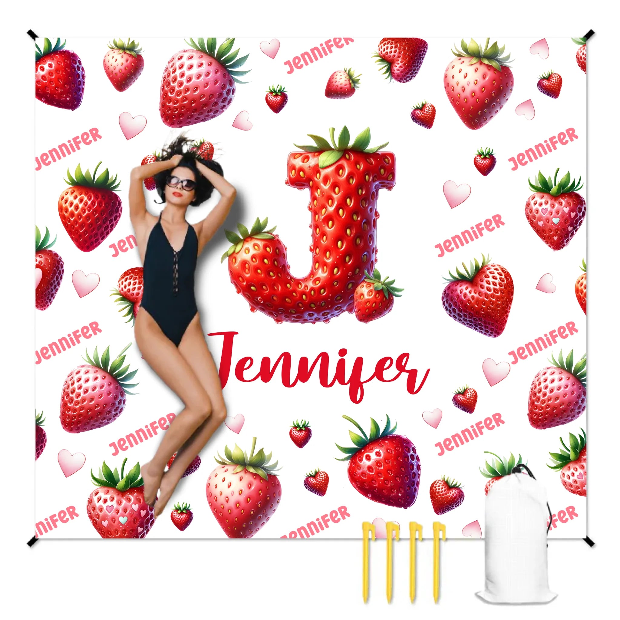 人物沙滩垫无纹理样机 2