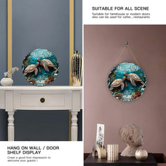 You And Me And The Sea - Personalized Turtle Wood Sign