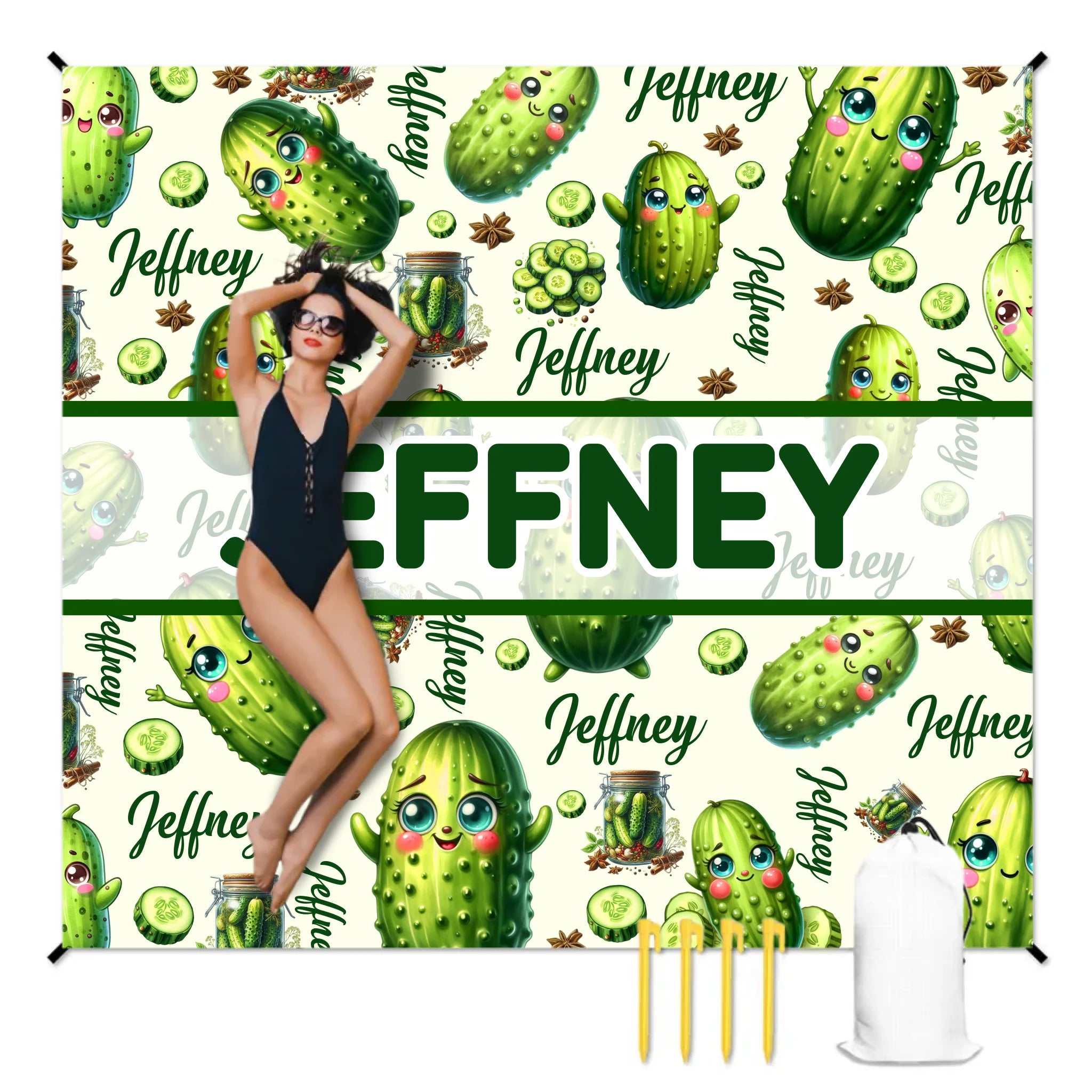 人物沙滩垫无纹理样机 2