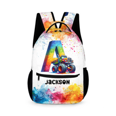 Monster Truck Personalized Initials Customized Backpack - Gift for Kids