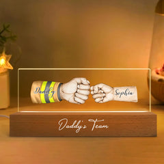 Daddy's Team Fist Bump - Personalized Acrylic LED Night Light