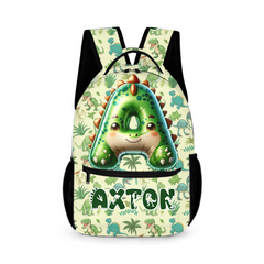 Customized Children's Backpack - with Customized Name and Initial Dinosaur Pattern - School Season Gift for Children
