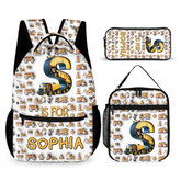 Construction Vehicle - Personalized First Letter Customized Boy Backpack - School Season Gift for Boys