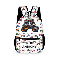 Monster Truck Alphabet - Personalized Children'S Backpack - A Great Start To The School Year Gift For Your Child!