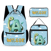 Customized Children's Backpack - with Customized Name and Initial Dinosaur Pattern - School Season Gift for Children