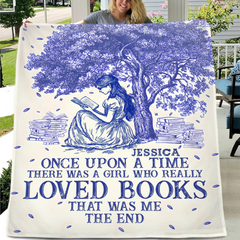 Once Upon A Time A Girl Who Loved Books - Personalized Blanket