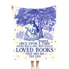 Once Upon A Time A Girl Who Loved Books - Personalized Blanket