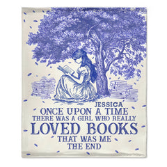 Once Upon A Time A Girl Who Loved Books - Personalized Blanket