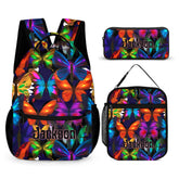 Psychedelic Butterfly Name Customized Backpack - School Season Gift For Kids