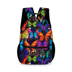 Psychedelic Butterfly Name Customized Backpack - School Season Gift For Kids