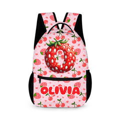 Pink Strawberries - Personalized Backpack - Back-to-school Gift