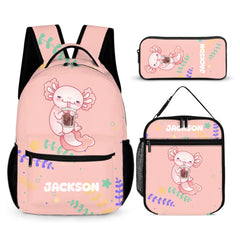 Name Customized Cute Salamander Backpack - School Season Kids Gift