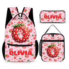 Pink Strawberries - Personalized Backpack - Back-to-school Gift