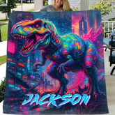 Cyberpunk Dinosaur - Personalized Blanket