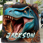 Realistic Style Large Dinosaur Custom Blanket - Gift for Dinosaur Enthusiast