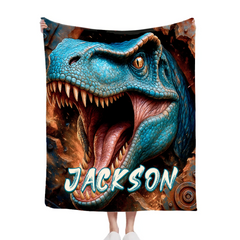 Realistic Style Large Dinosaur Custom Blanket - Gift for Dinosaur Enthusiast