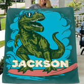 Surfing Dinosaur Cartoon Pattern Custom Blanket - Gift for Kid