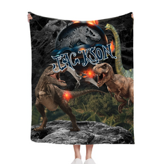 Jurassic Era Personalized Name Customized Blanket - Gifts For Dinosaur Enthusiasts