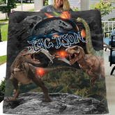Jurassic Era Personalized Name Customized Blanket - Gifts For Dinosaur Enthusiasts