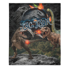 Jurassic Era Personalized Name Customized Blanket - Gifts For Dinosaur Enthusiasts