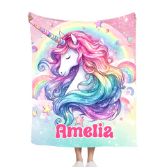 Dreamy Unicorn Blanket - Personalized Blanket - Gift for Girls