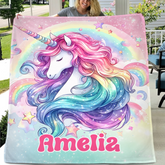 Dreamy Unicorn Blanket - Personalized Blanket - Gift for Girls